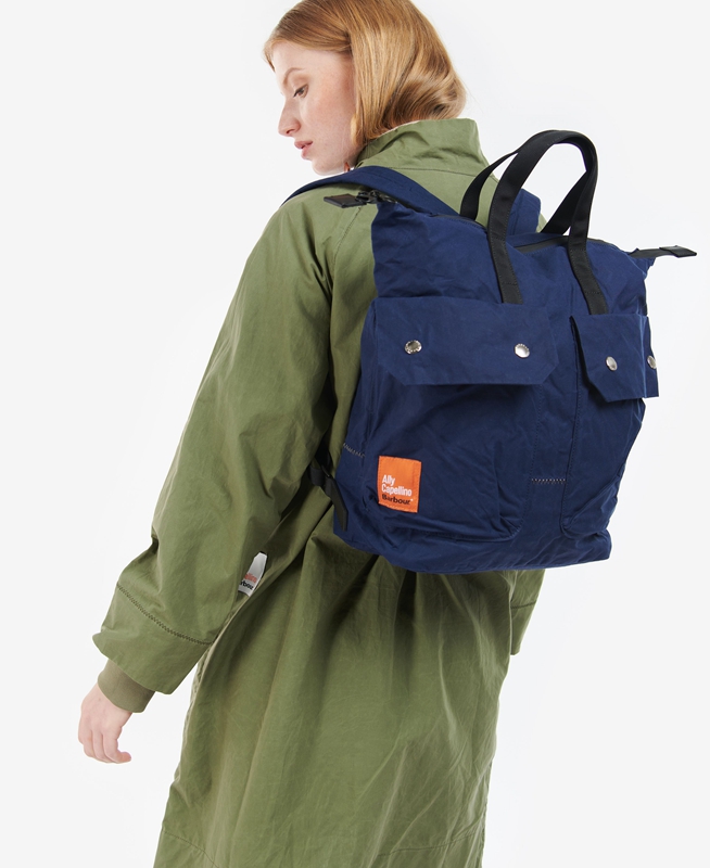 Men's Barbour x Ally Capellino Ben Backpack Bags Navy | TFOUXE-031