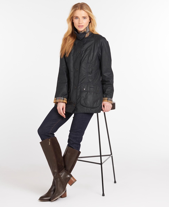 Women's Barbour Beadnell® Waxed Jackets Navy | YSJEUB-820