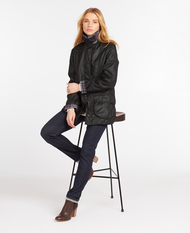 Women's Barbour Beadnell® Waxed Jackets Black | YURPDG-209