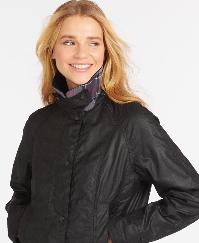 Women's Barbour Beadnell® Waxed Jackets Black | YURPDG-209