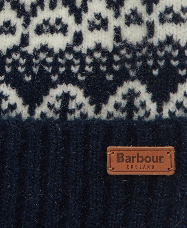 Women's Barbour Beanie Alpine Fair Isle Pom Hats Navy | NEWOML-531