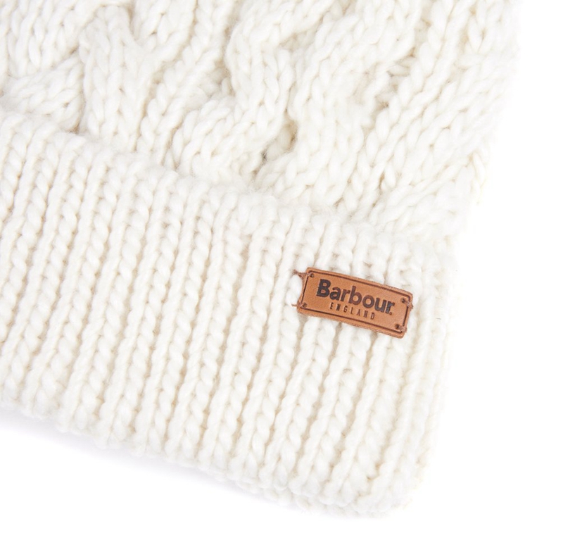 Women's Barbour Beanie Penshaw Cable Hats White | DWAOFR-861