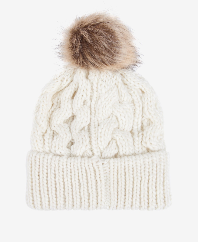 Women's Barbour Beanie Penshaw Cable Hats White | DWAOFR-861