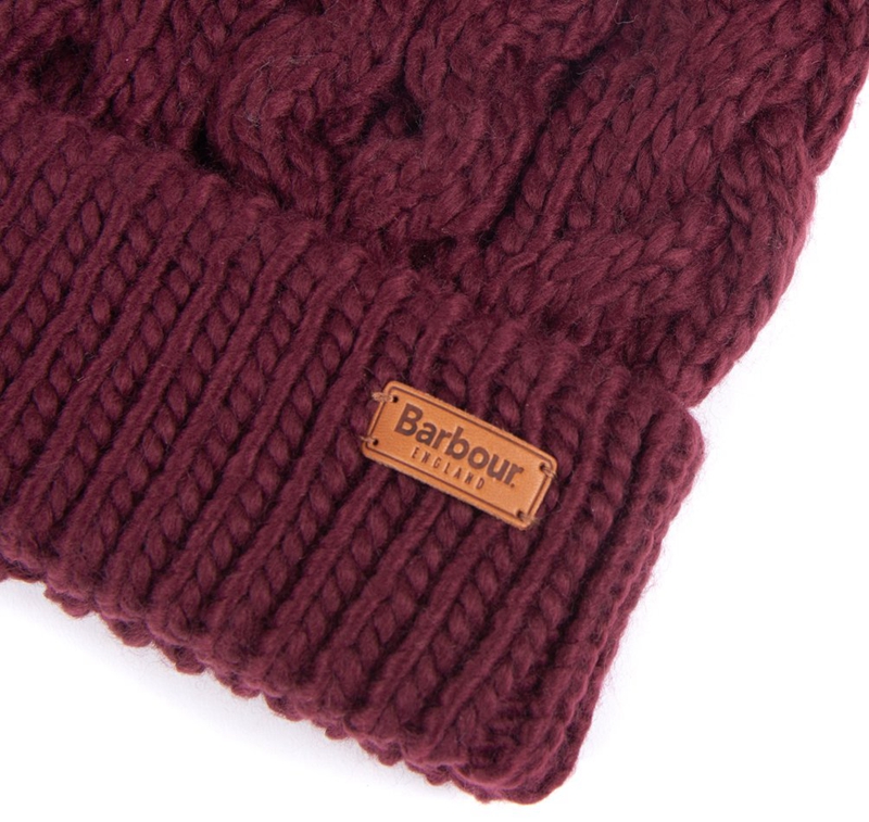 Women's Barbour Beanie Penshaw Cable Hats Purple | GCARZJ-918