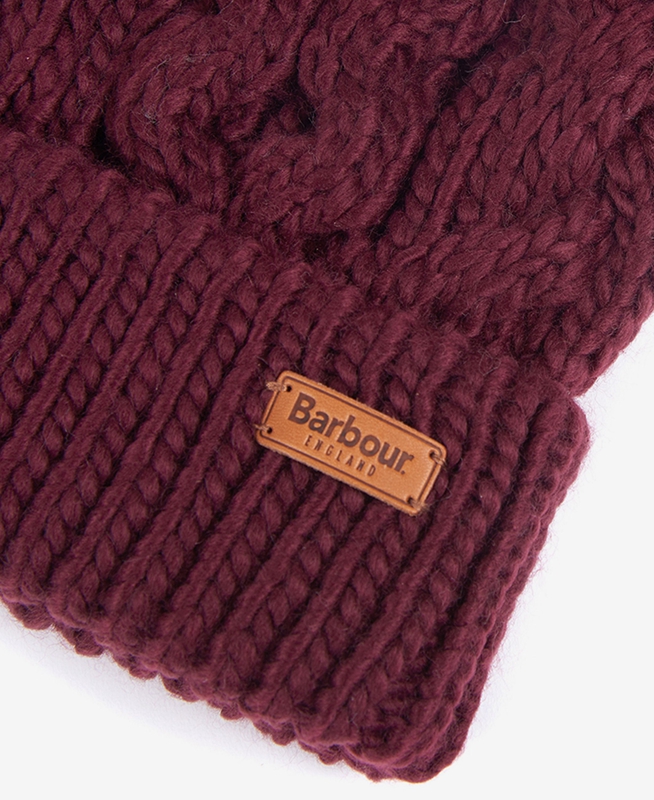 Women's Barbour Beanie Penshaw Cable Hats Purple | GCARZJ-918