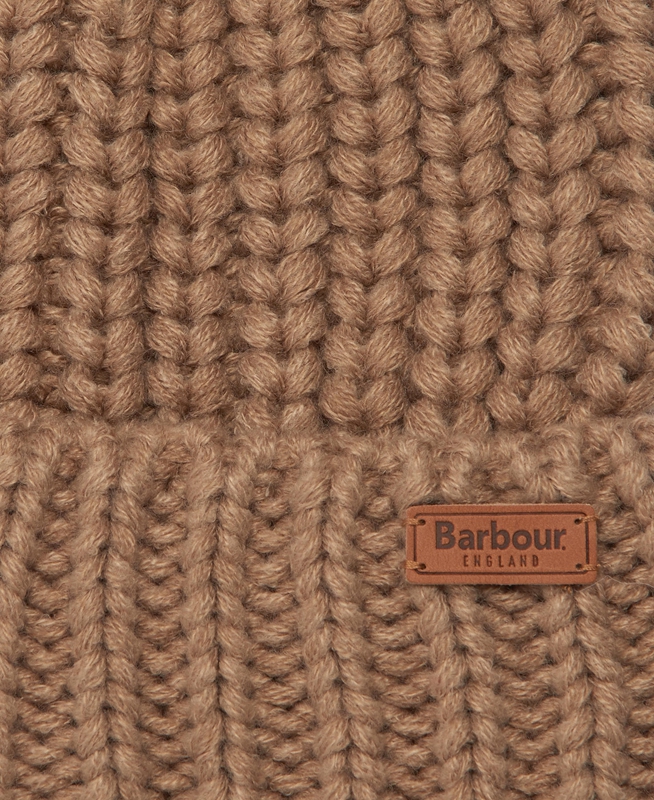 Women's Barbour Beanie Saltburn Hats Beige | NGYSZL-613