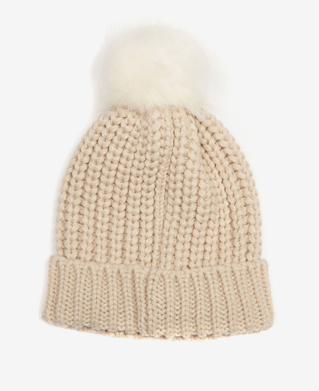 Women's Barbour Beanie Saltburn Hats Beige | QFSCIE-703