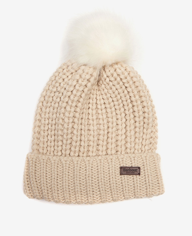 Women\'s Barbour Beanie Saltburn Hats Beige | QFSCIE-703