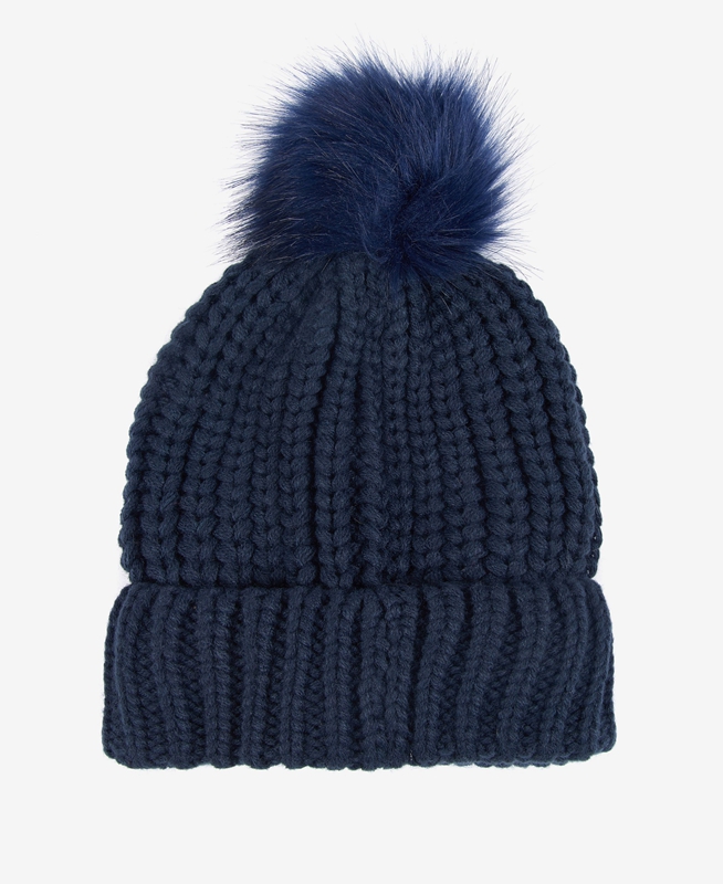 Women's Barbour Beanie Saltburn Hats Blue | VJMEKC-745