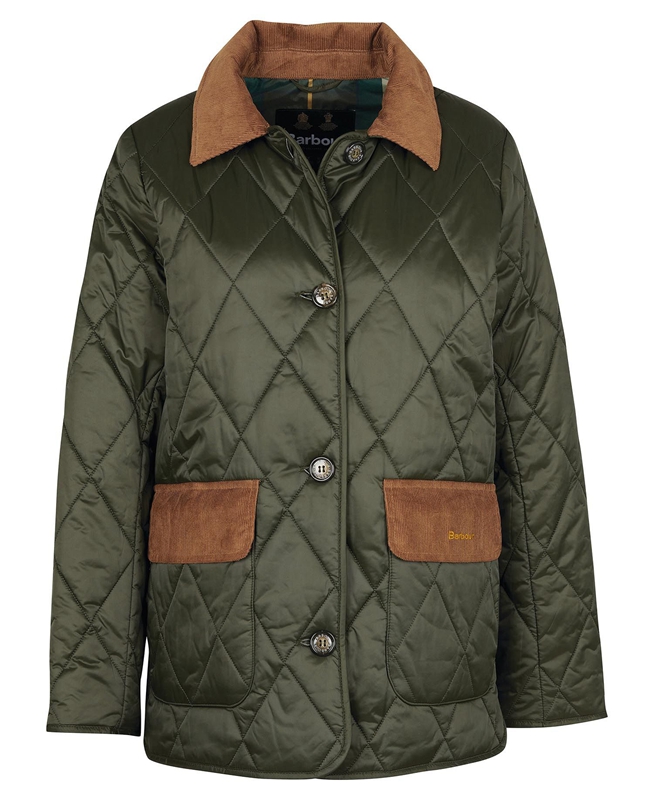 Women's Barbour Bragar Quilted Jackets Olive | ZAVBIU-836