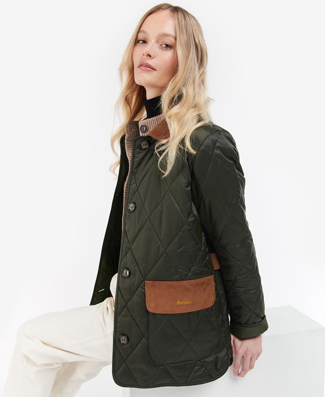 Women's Barbour Bragar Quilted Jackets Olive | ZAVBIU-836