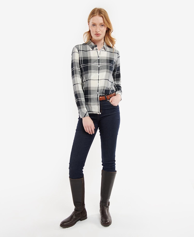 Women's Barbour Bredon Shirts Black / Grey | JDTHBK-173