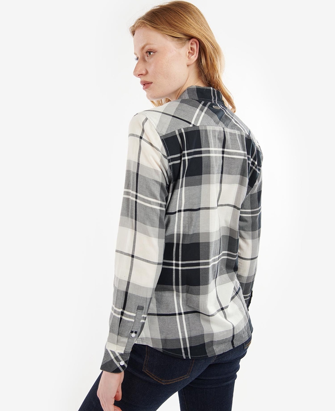 Women's Barbour Bredon Shirts Black / Grey | JDTHBK-173