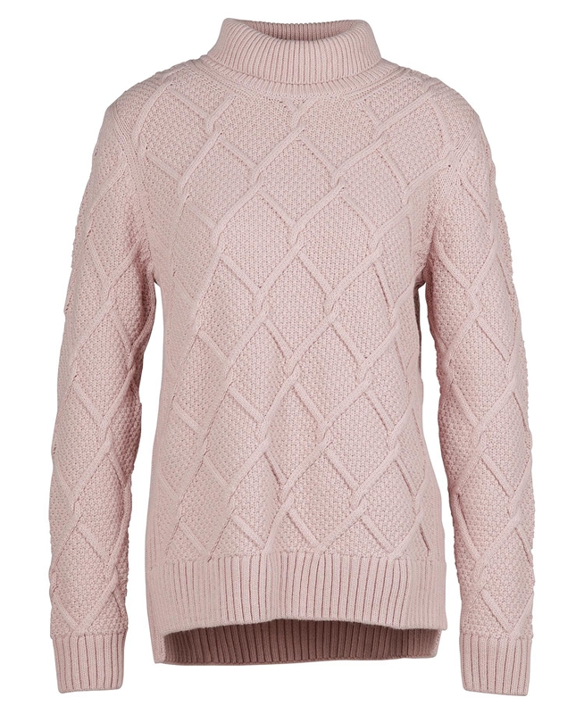 Women's Barbour Burne Roll Neck Knit Sweaters Pink | LCBEYD-713