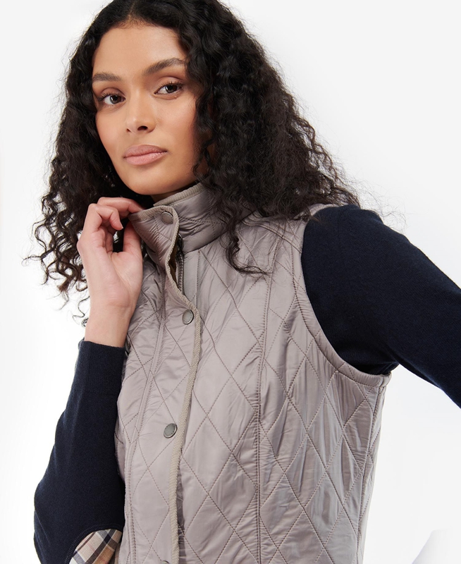 Women\'s Barbour Cavalry Vest Grey | OIXLYJ-759