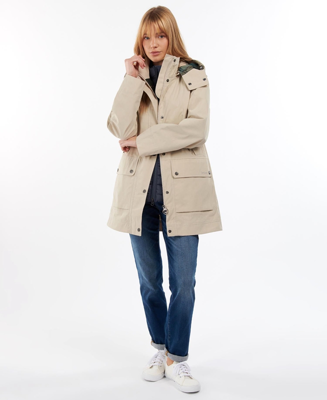 Women's Barbour Clary Waterproof Jackets Beige | DCPRHF-659