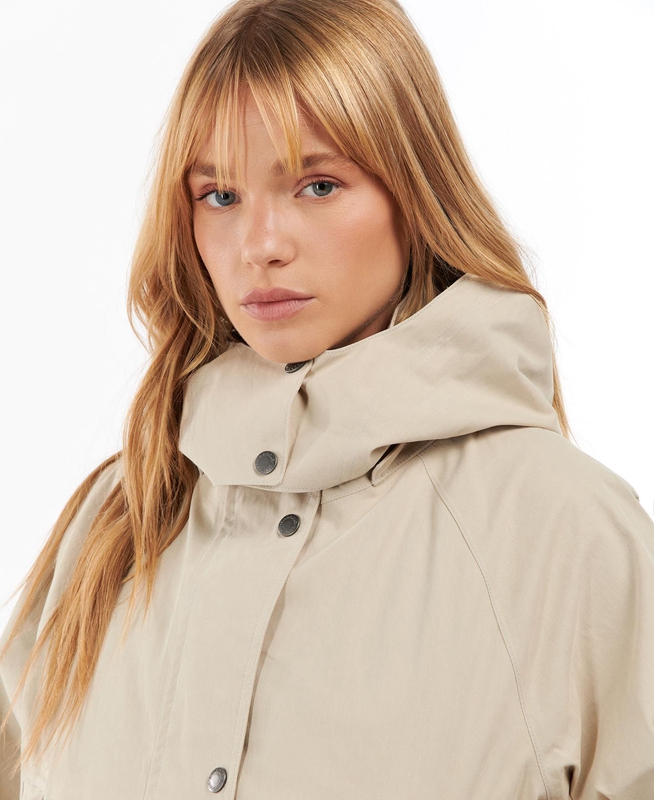 Women's Barbour Clary Waterproof Jackets Beige | DCPRHF-659