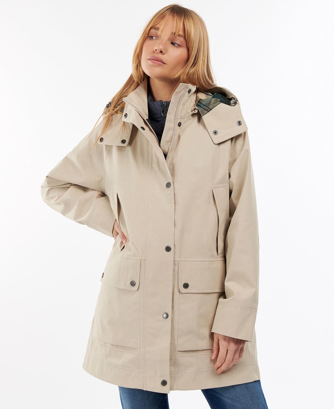 Women\'s Barbour Clary Waterproof Jackets Beige | DCPRHF-659