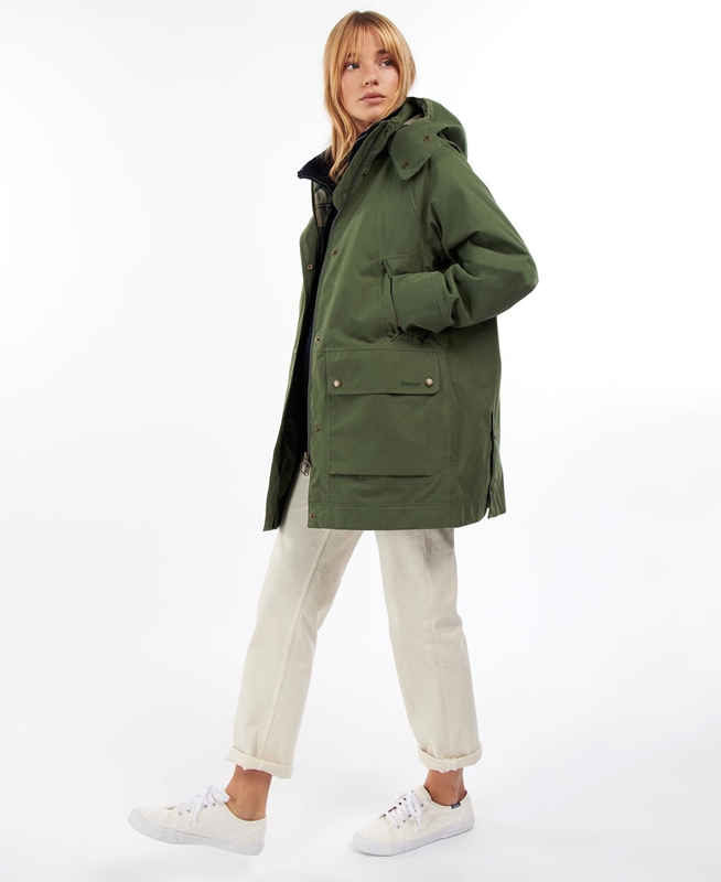 Women's Barbour Clary Waterproof Jackets Green | TQNYDU-392