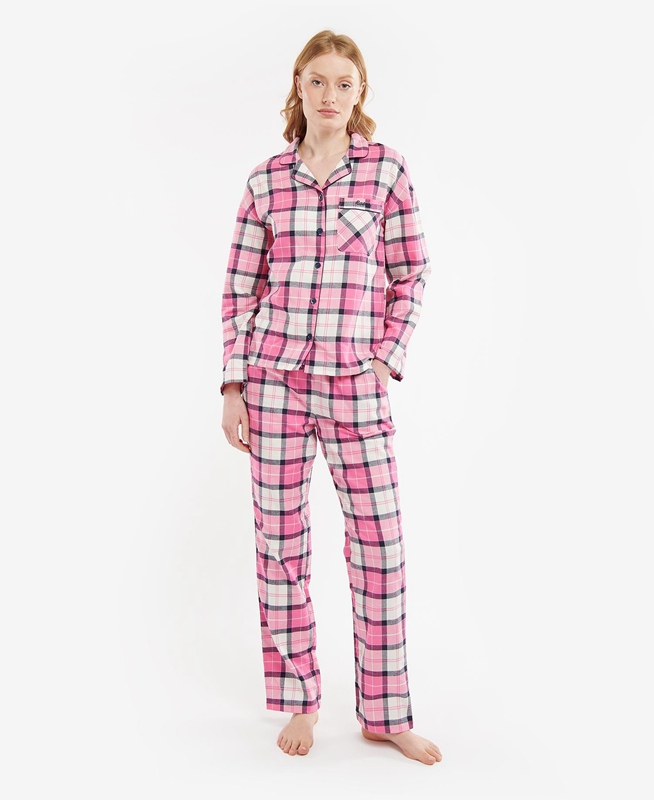 Women's Barbour Ellery PJ Set Nightwear Pink | JBQUEF-392