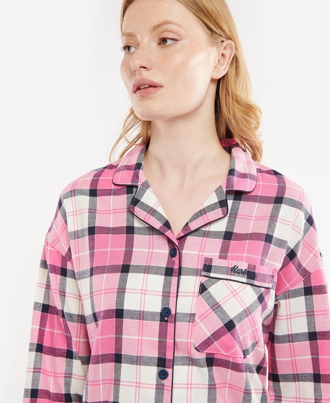 Women's Barbour Ellery PJ Set Nightwear Pink | JBQUEF-392