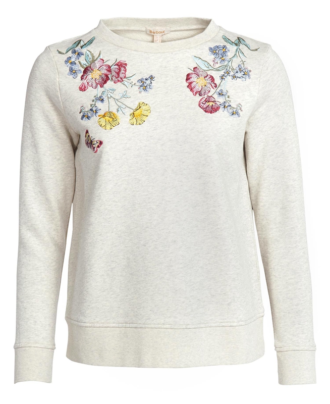 Women's Barbour Esme Sweatshirts Cream | HWPTJU-760