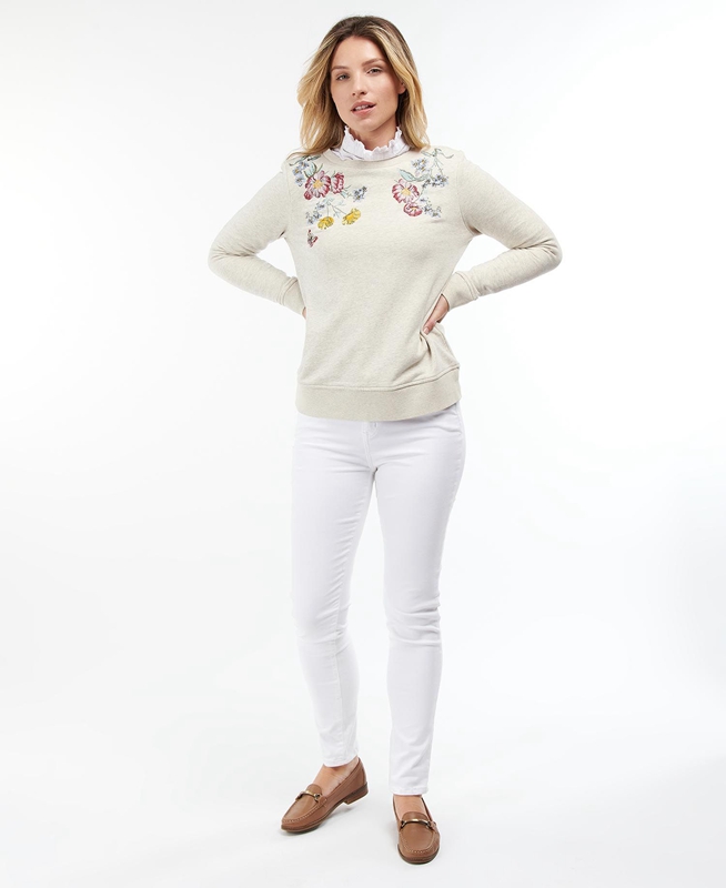 Women's Barbour Esme Sweatshirts Cream | HWPTJU-760