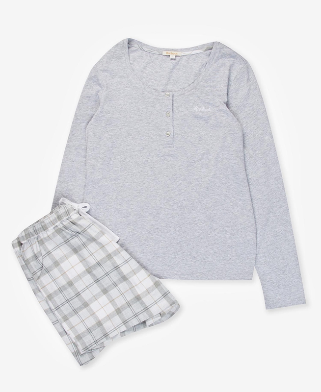 Women's Barbour Etta Henley PJ Set Nightwear Grey | AELBUP-951