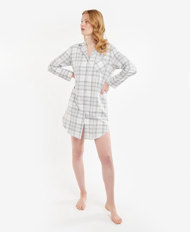 Women's Barbour Etta Nightshirt Nightwear Grey | VJSBIK-793