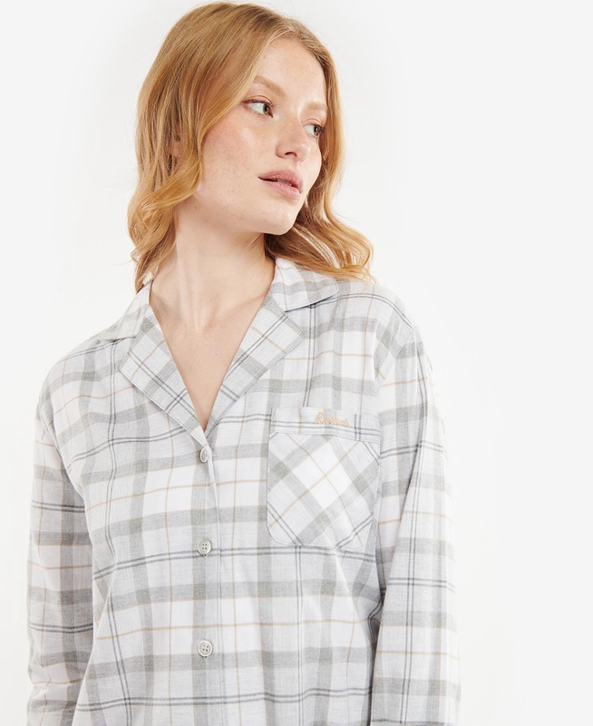 Women's Barbour Etta Nightshirt Nightwear Grey | VJSBIK-793