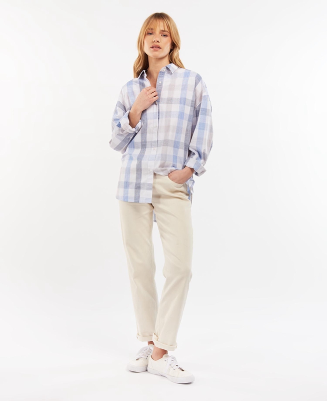 Women's Barbour Explorer Lara Shirts Blue | QGNOUT-675