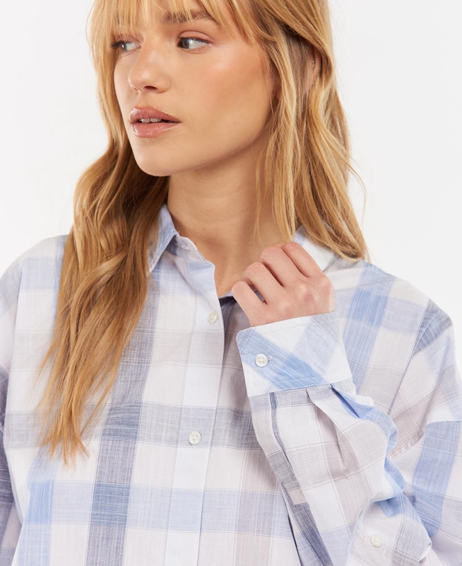 Women's Barbour Explorer Lara Shirts Blue | QGNOUT-675