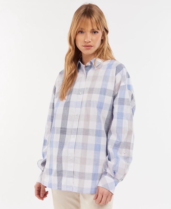 Women\'s Barbour Explorer Lara Shirts Blue | QGNOUT-675