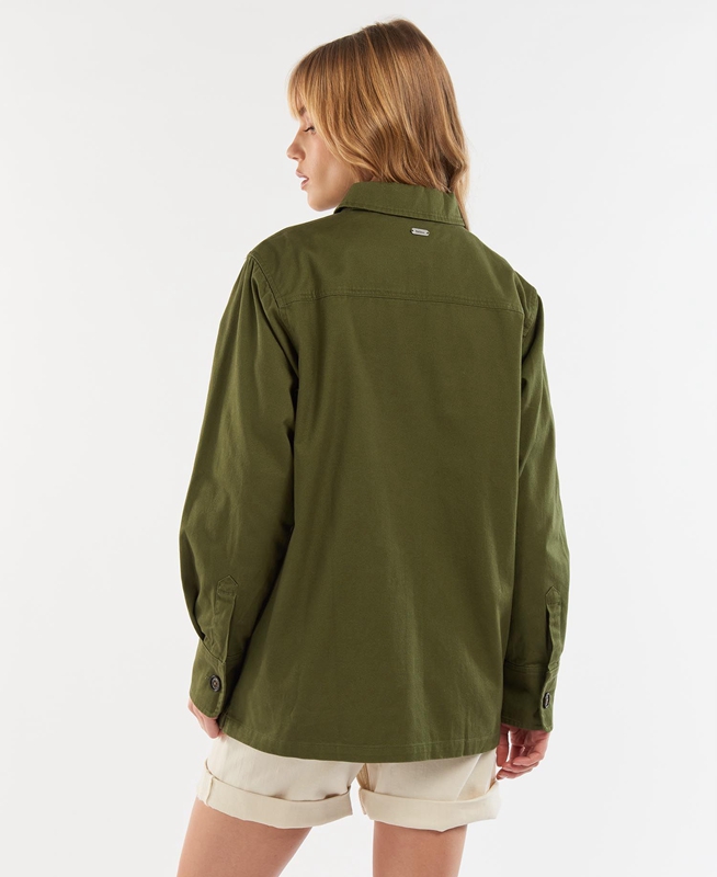 Women's Barbour Explorer Marley Overshirt Shirts Olive | XPRGNA-560