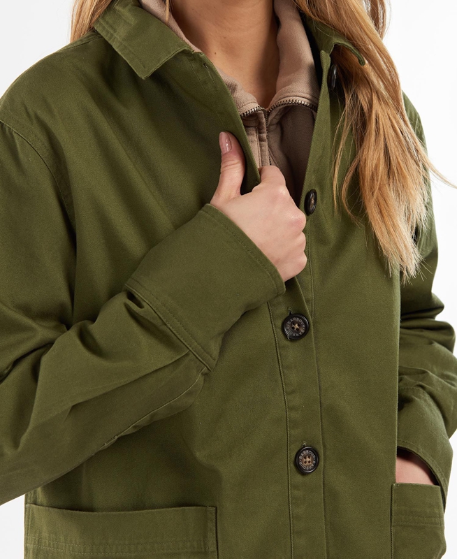 Women's Barbour Explorer Marley Overshirt Shirts Olive | XPRGNA-560