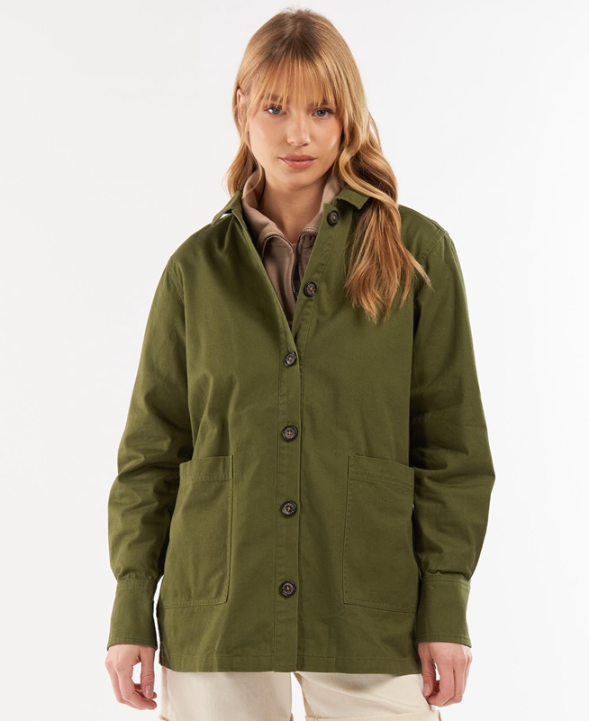 Women\'s Barbour Explorer Marley Overshirt Shirts Olive | XPRGNA-560