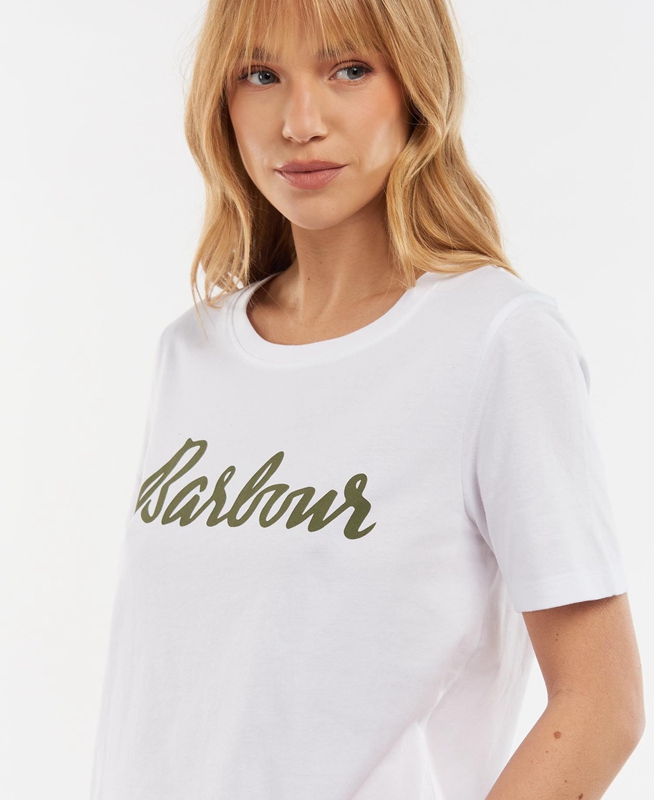 Women's Barbour Explorer Marley T Shirts White | UJDFMQ-471