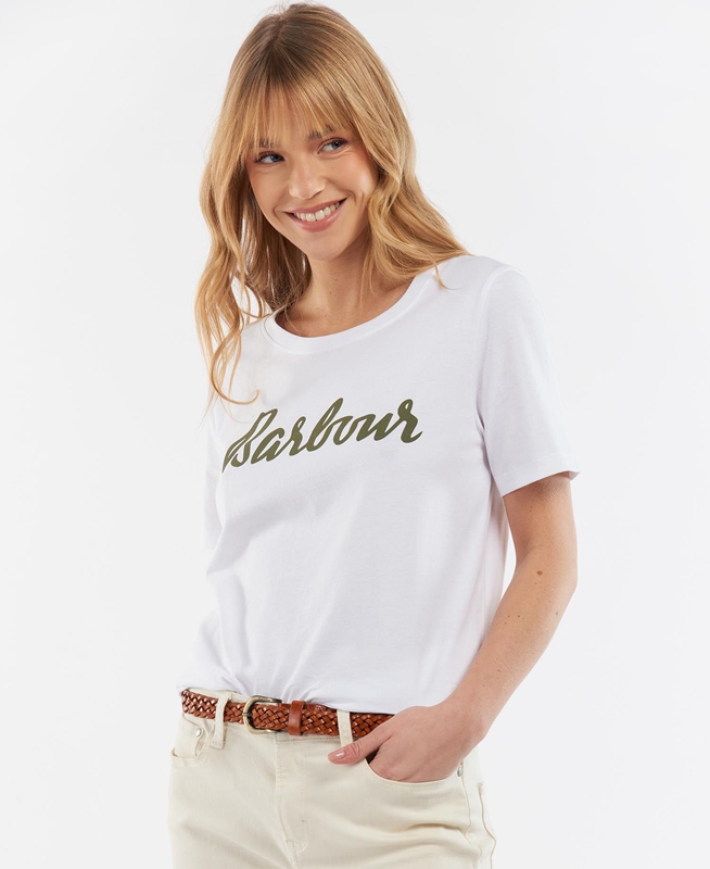 Women's Barbour Explorer Marley T Shirts White | UJDFMQ-471