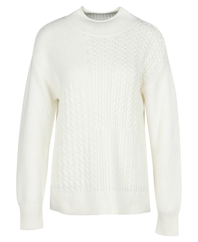 Women's Barbour Fairbarn Knit Sweaters White | ZNCXEB-931