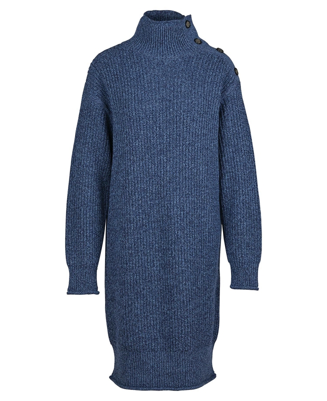 Women's Barbour Greenwell Knitted Dress Blue | YNXZQM-401