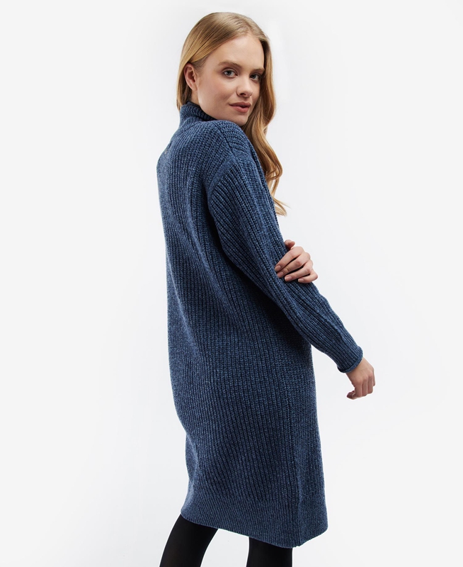 Women's Barbour Greenwell Knitted Dress Blue | YNXZQM-401