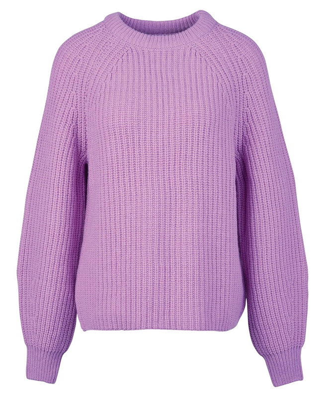 Women's Barbour Hartley Knit Sweaters Purple | JQNSZE-840