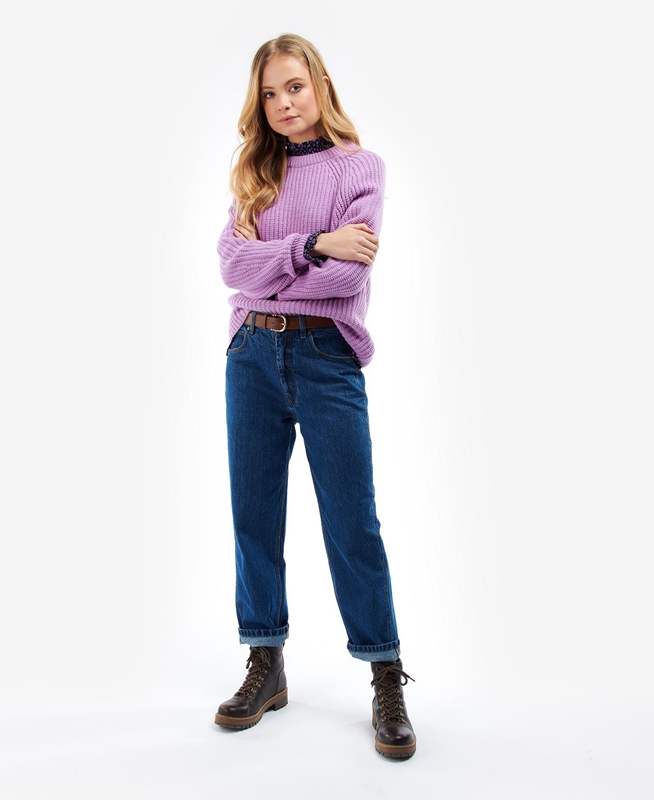 Women's Barbour Hartley Knit Sweaters Purple | JQNSZE-840