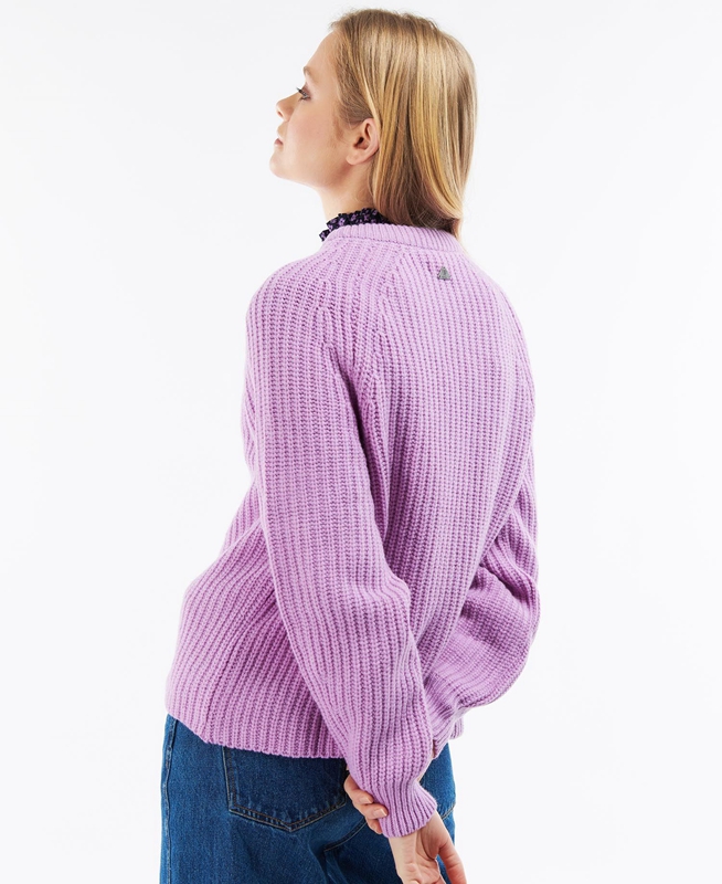 Women's Barbour Hartley Knit Sweaters Purple | JQNSZE-840