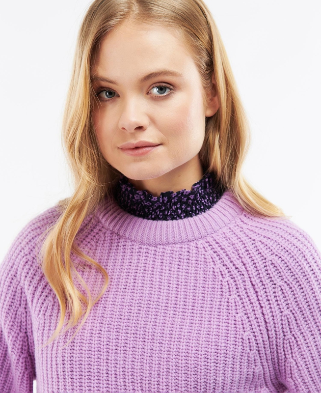 Women's Barbour Hartley Knit Sweaters Purple | JQNSZE-840