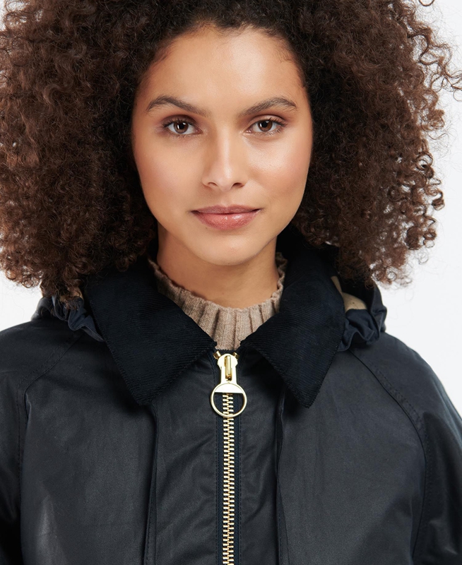 Women's Barbour Highclere Waxed Jackets Black | BMGSKE-638