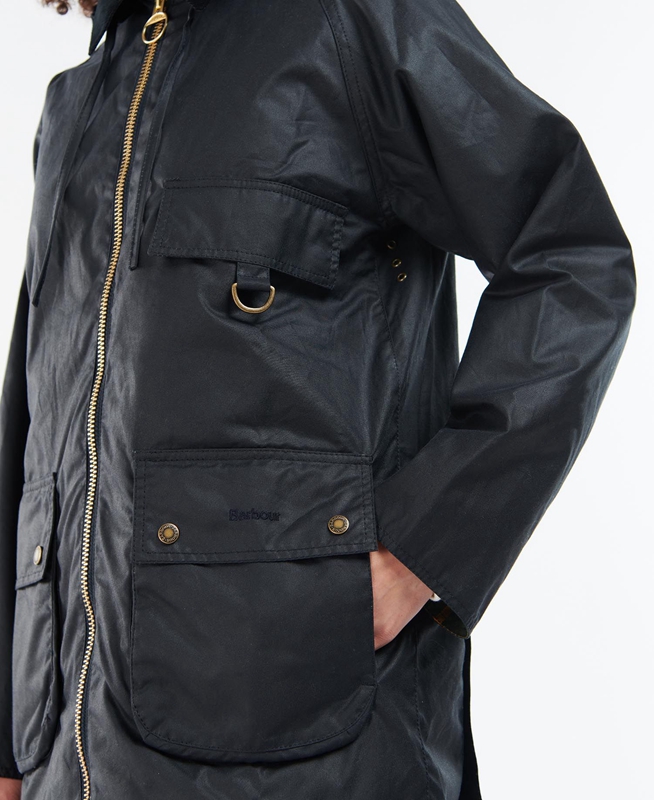 Women's Barbour Highclere Waxed Jackets Black | BMGSKE-638