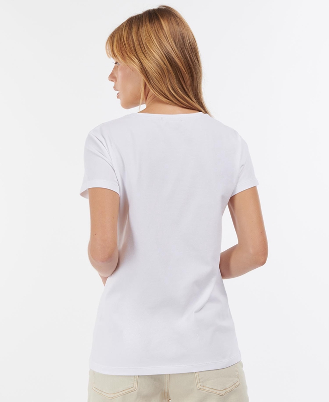 Women's Barbour Highlands T Shirts White | GZNYOX-430