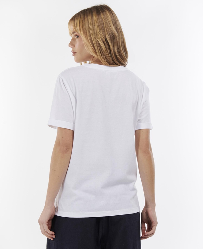 Women's Barbour Hopewell T Shirts White | RGFQKJ-791