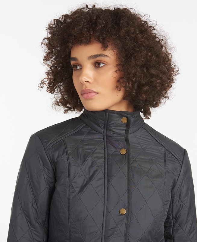 Women's Barbour Jacke Cavalry Polarquilt Quilted Jackets Black | DLURZH-796